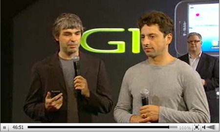 Larry Page and Sergey Brin at the G1 launch event